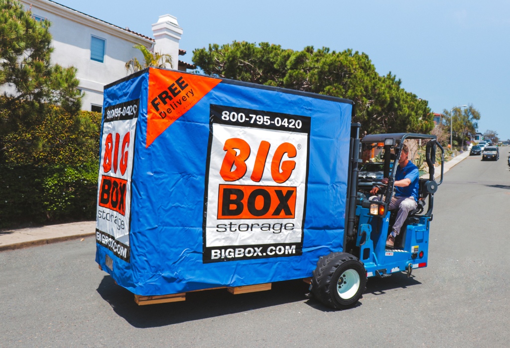 Big Box Storage delivering a storage unit in Del Mar, CA