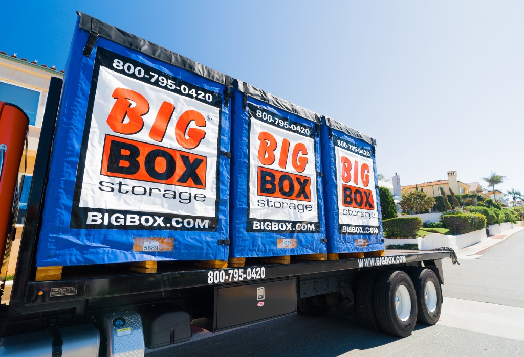 Encinitas storage units on a Big Box Storage delivery truck